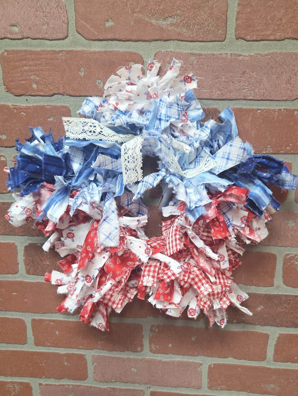 Handmade  Fabric Rag Star Wreath